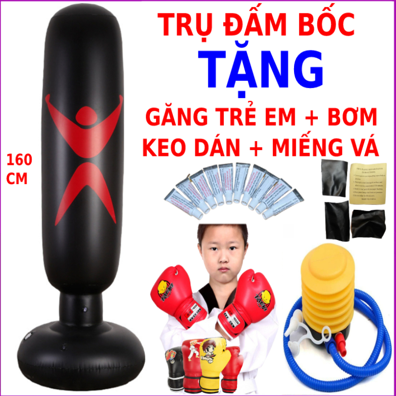 Trụ đấm bốc boxing bơm hơi cao cấp tự đứng chân đế đổ nước cao cấp, Bao cát đấm bốc boxing dành cho bé và người lớn, trụ đấm boxing, đấm bốc trẻ em, đấm bốc cho bé