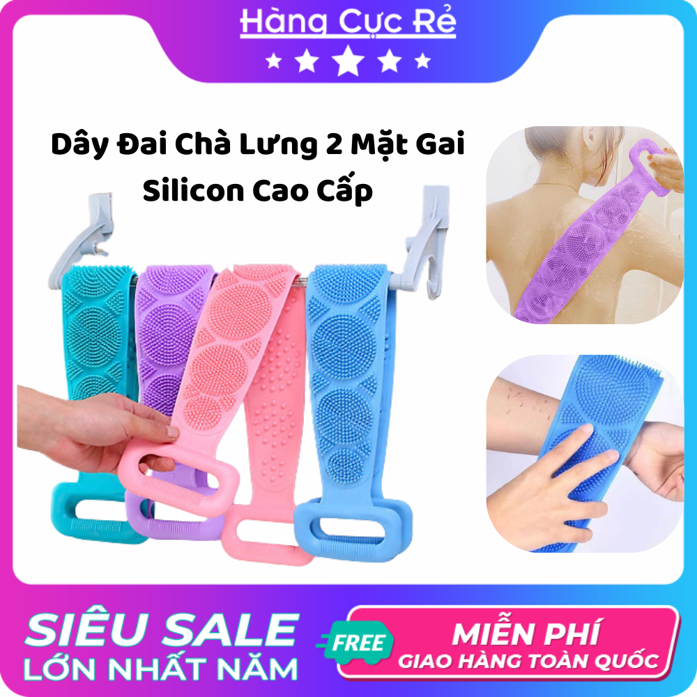 Dây tắm chà lưng 2 mặt silicon cao cấp - Dây bông tắm tạo bọt tẩy tế bào chết, matxa thư giãn lưu thông máu - Dùng được cho nam nữ - Shop Hàng Cực Rẻ