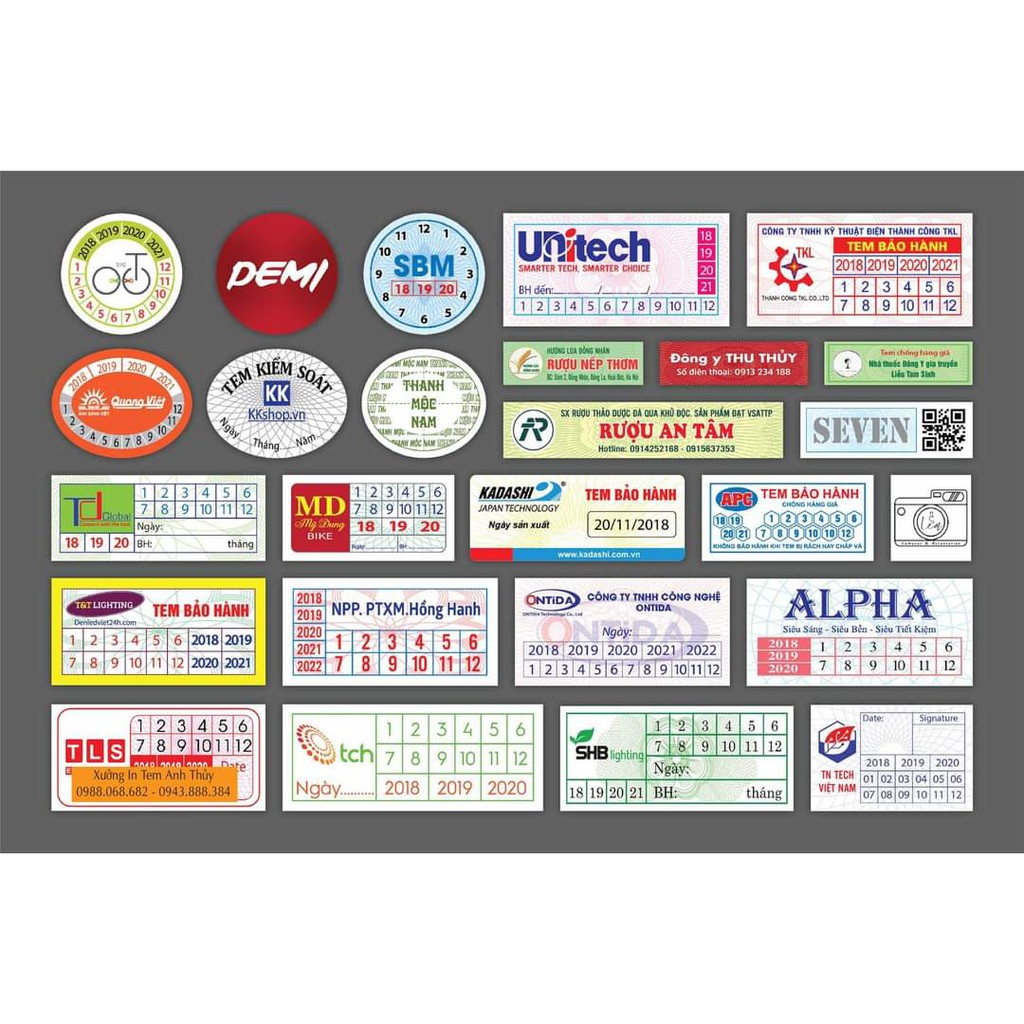 Combo 1000 tem bảo hành, tem vỡ, tem niêm phong, decal vỡ + bế sẵn