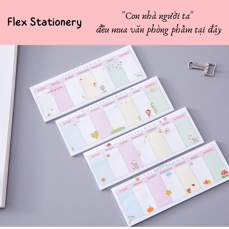 Tập giấy note 40 tờ ghi chú kế hoạch tuần, weekly planner, giấy ghi chú tiện dụng