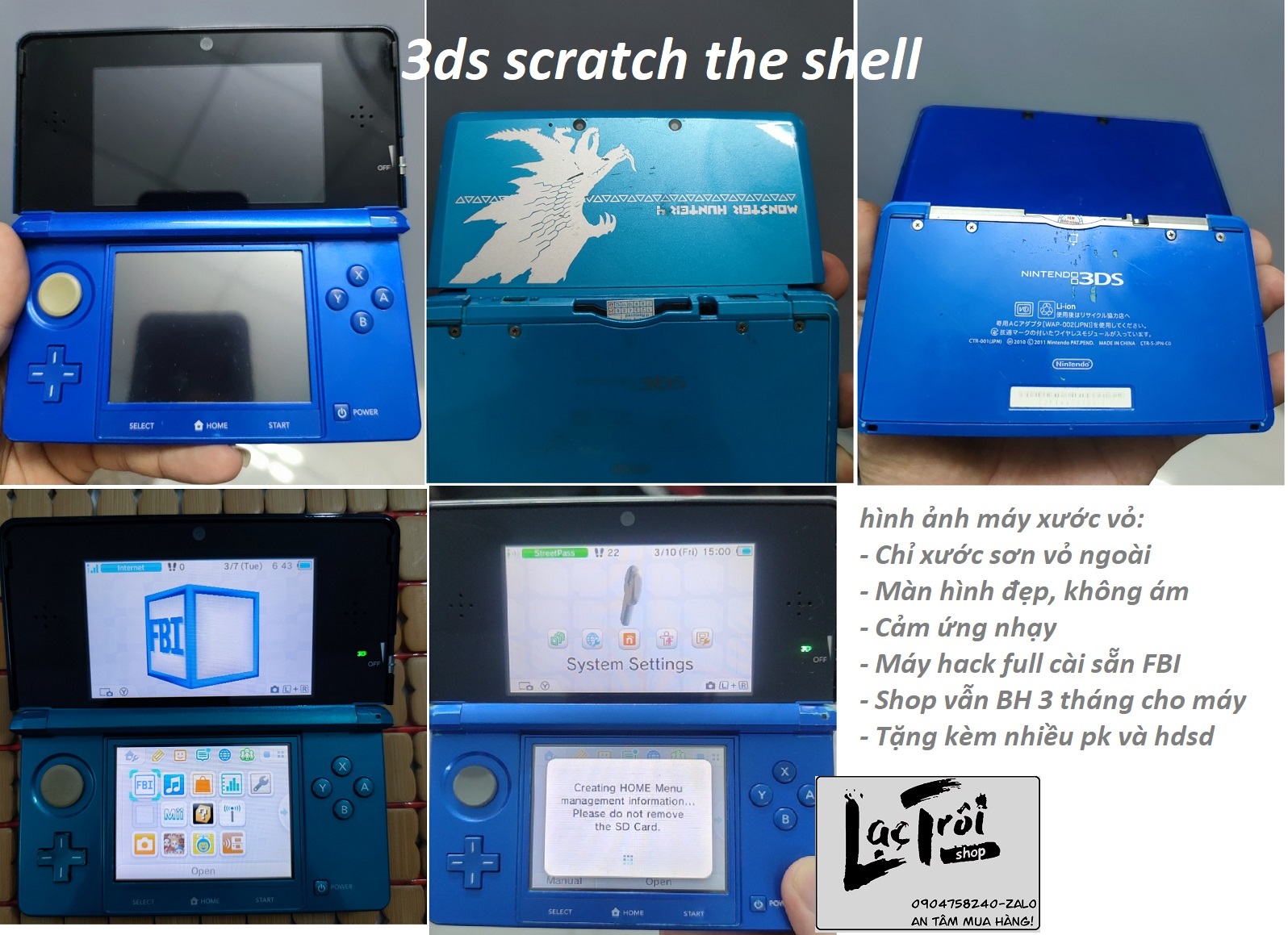 Máy chơi game nintendo 3ds/ 3ds ll tặng thẻ 64gb - máy xước vỏ