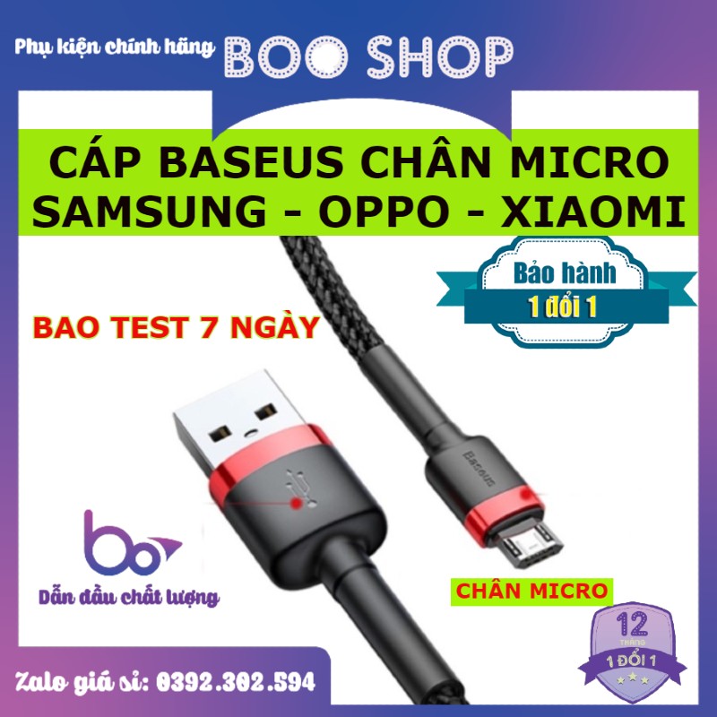 Cáp baseus sạc nhanh samsung - oppo - xiaomi chân micro - bh 12 tháng