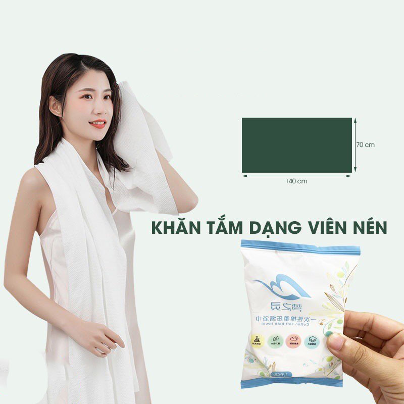 Khăn tắm nén du lịch dùng 1 lần, khăn tắm cotton 140x70cm