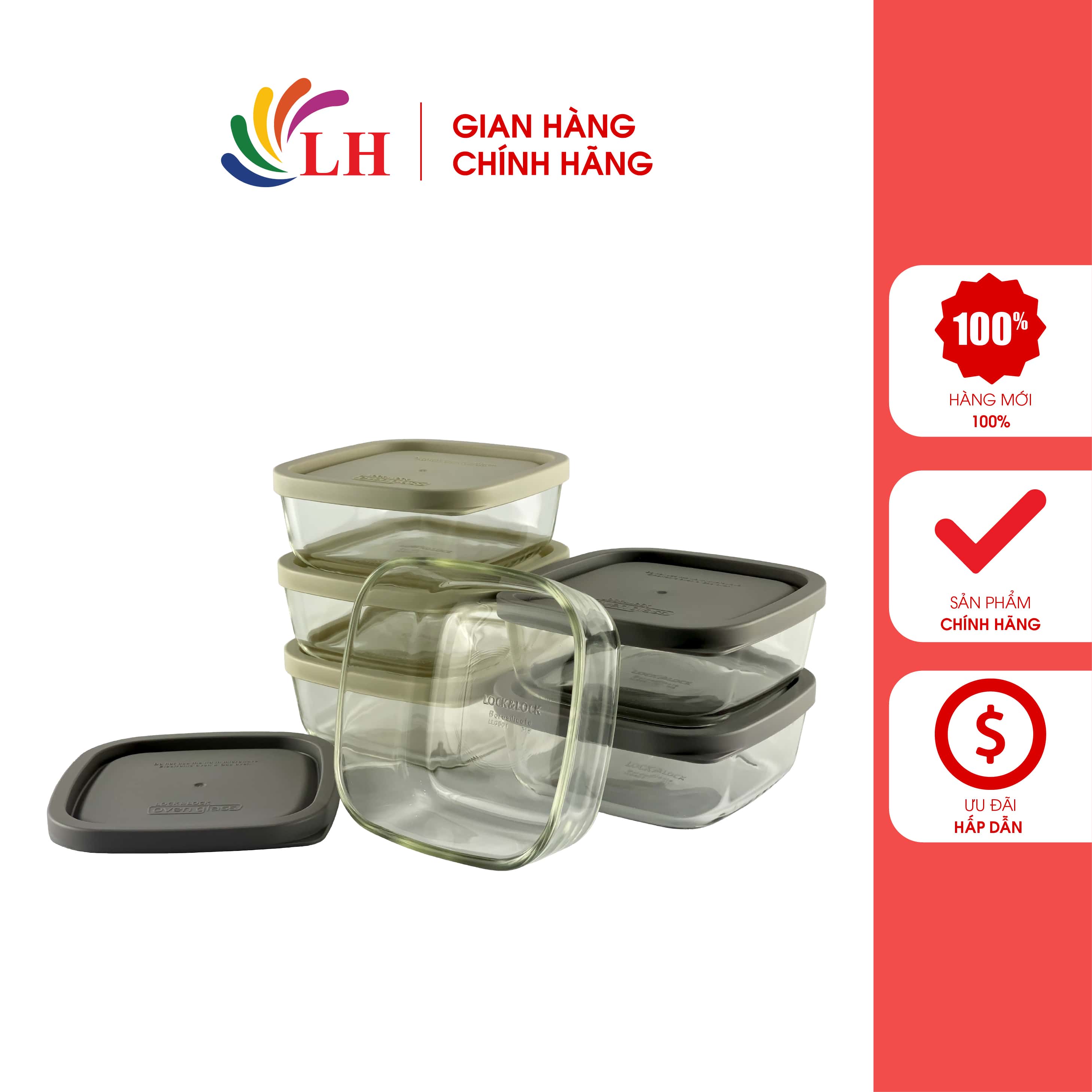 Bộ 6 hộp thủy tinh bảo quản thực phẩm Lock&Lock LLG501SP6 - Chất liệu thủy tinh chịu nhiệt, không bám mùi dễ dàng chùi rửa