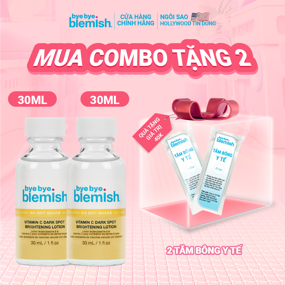 [COMBO ƯU ĐÃI] 2 Sản Phẩm Chấm Thâm Mụn Bye Bye Blemish Vitamin C Dark Spot Brightening Lotion 30ml