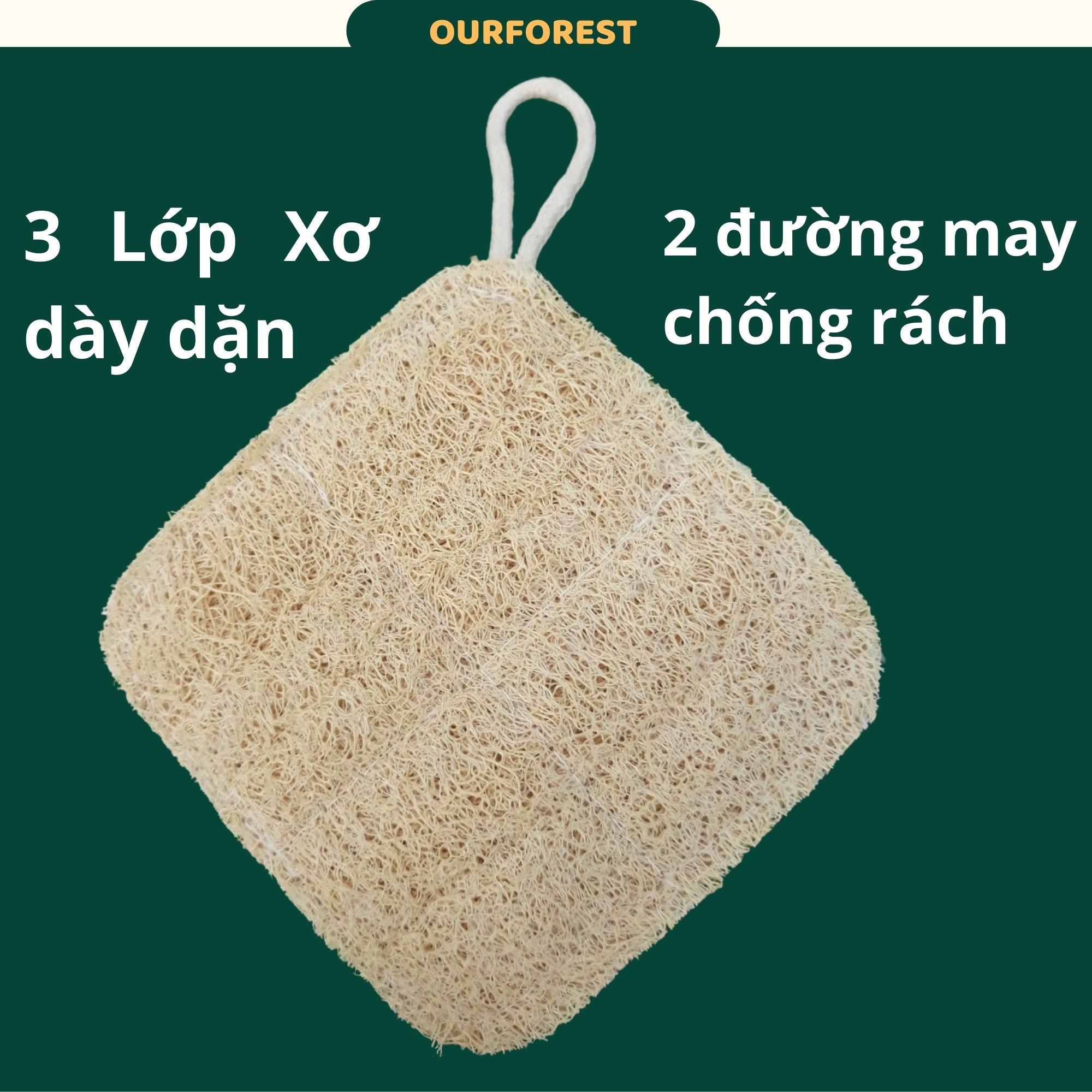 Miếng rửa chén xơ mướp cỡ lớn hình vuông - miếng chùi nồi - miếng rửa bát - xơ mướp tắm tẩy da chết