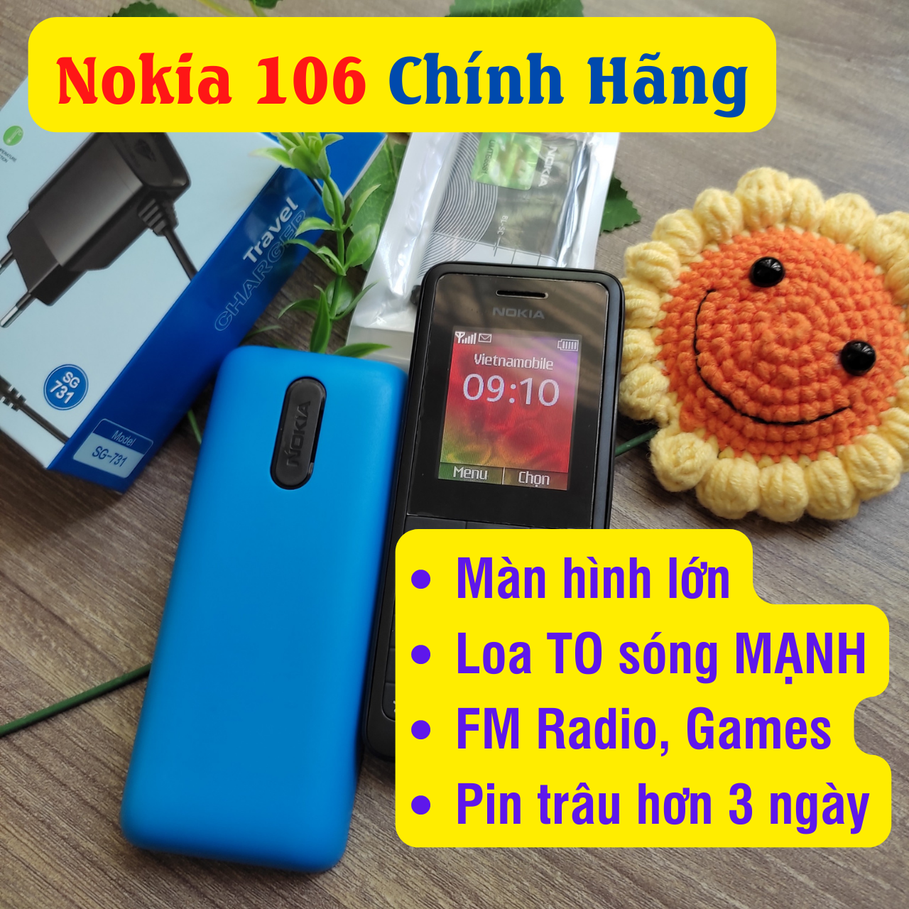 Điện thoại giá rẻ loa to Nokia 106 tùy chọn phụ kiện