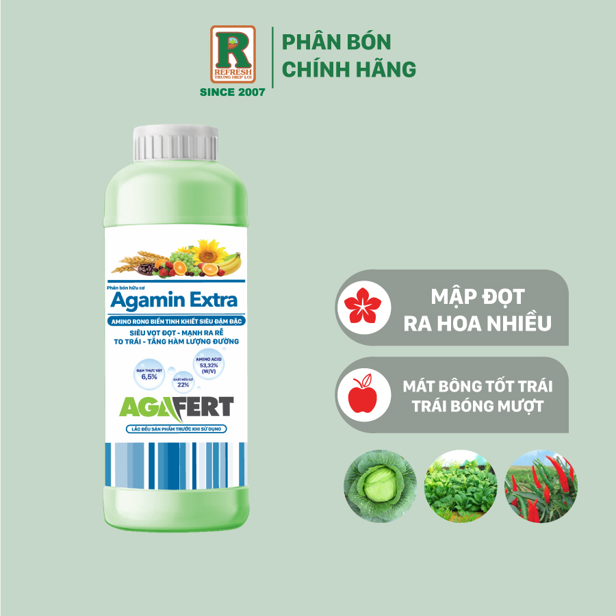 Phân bón hữu cơ rong biển amino agamin extra tinh khiết đậm đặc 5l - 1l - 100ml