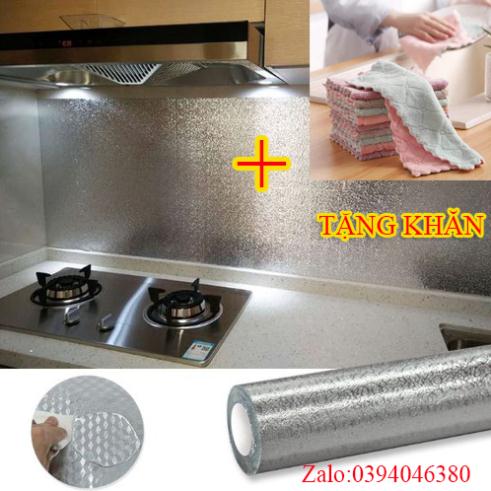 Combo 2 cuộn giấy bạc dán bếp tặng kèm khăn lau đa năng