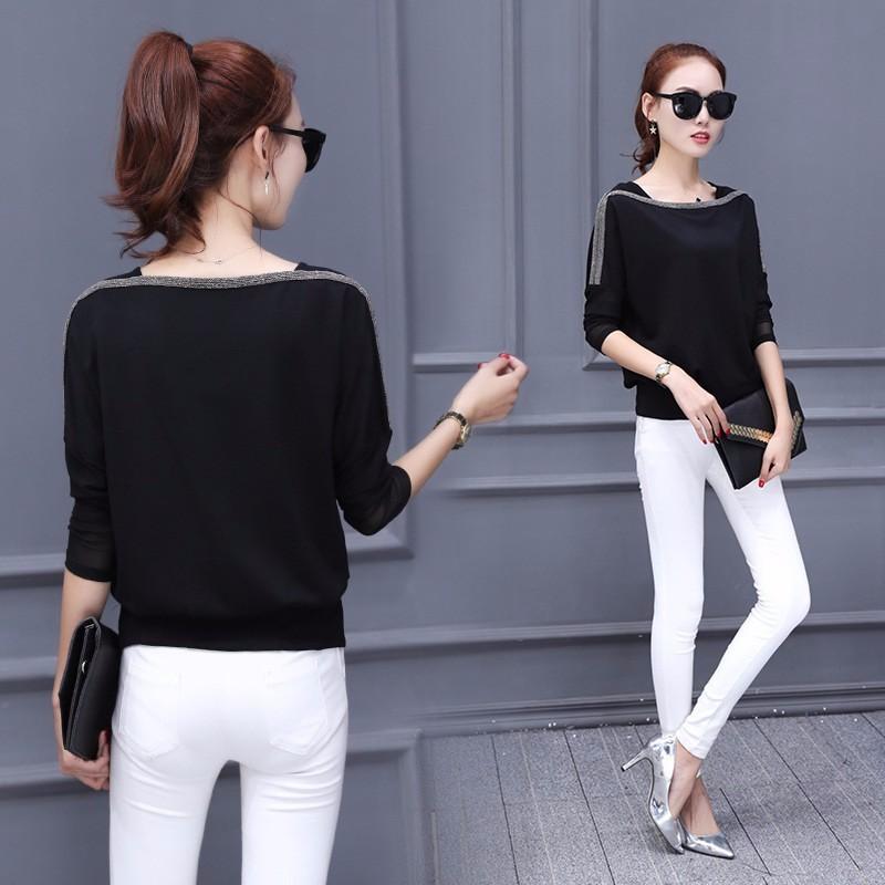 Áo thun nữ, dáng bo gấu cổ tròn dài tay Mina SP.01338