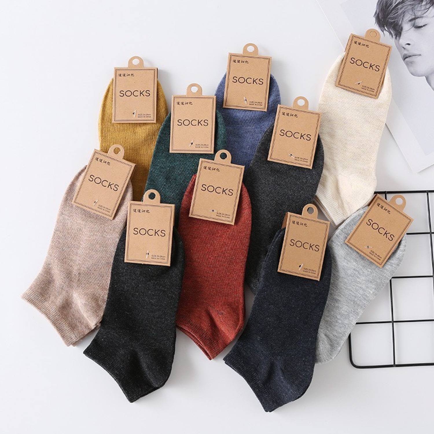 Set 10 đôi tất/vớ cổ ngắn unisex đa sắc chống hôi chân