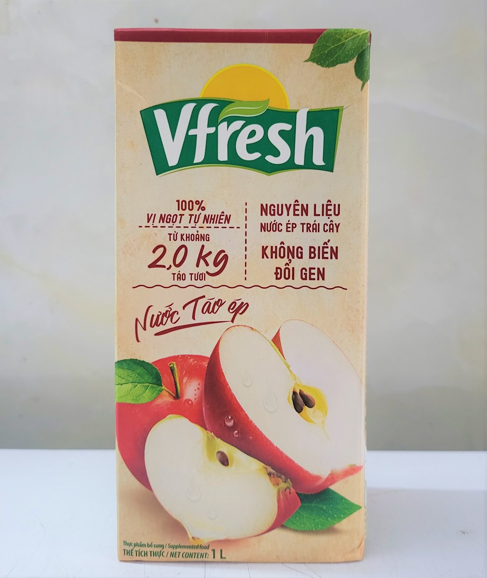 Hộp 1 Lít NƯỚC TÁO ÉP VFRESH VN VINAMILK Apple Juice halal