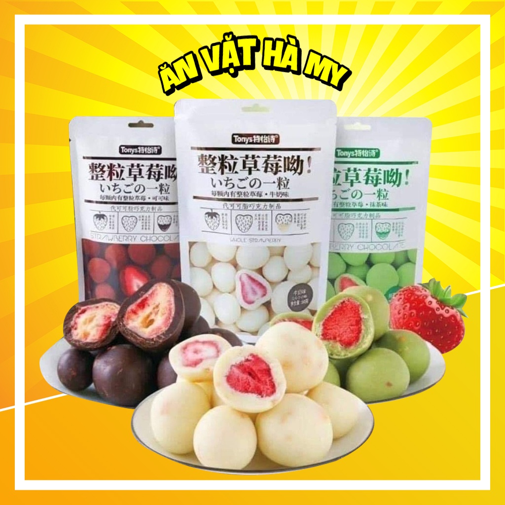 Kẹo socola bọc dâu tây gói 60g đồ ăn vặt Hà My