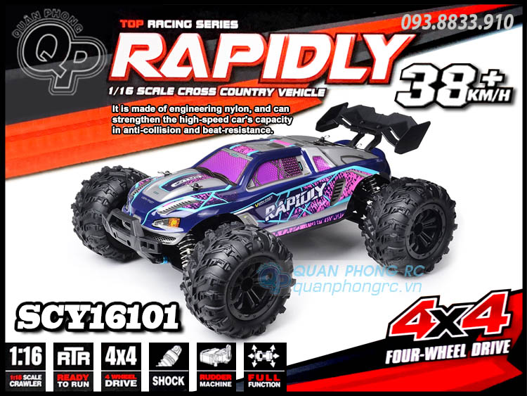 Xe điều khiển scy 16101 rapidly 1/16 2.4g 4wd high speed rc truck car with head-up wheels