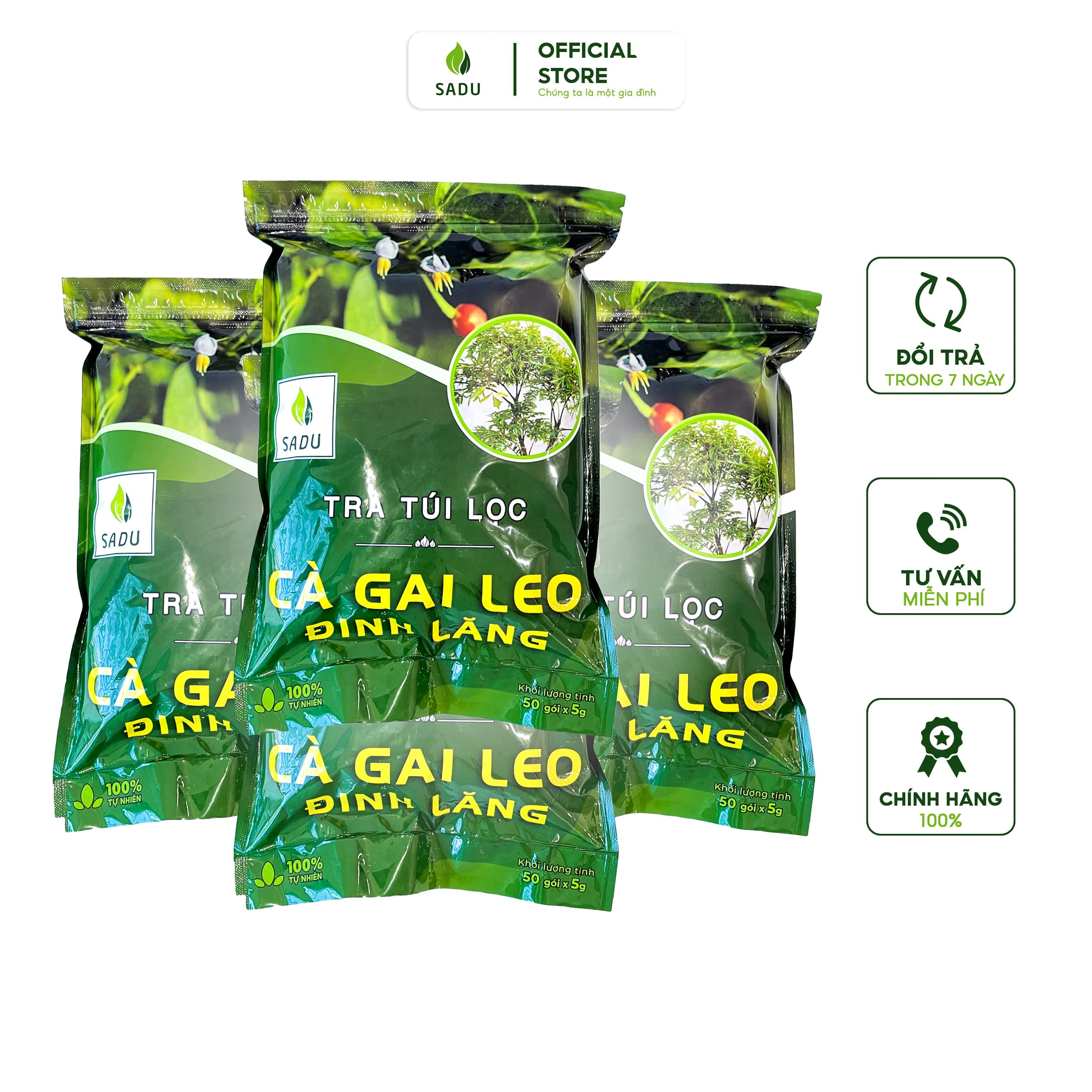 Trà cà gai leo đinh lăng Sadu túi lọc gói 1kg Tăng sức đề kháng của cơ thể, chống hiện tượng mệt mỏi, chán ăn, mất ngủ. Giúp ngủ ngon giấc, tăng cường tuần hoàn máu não. + QUÀ