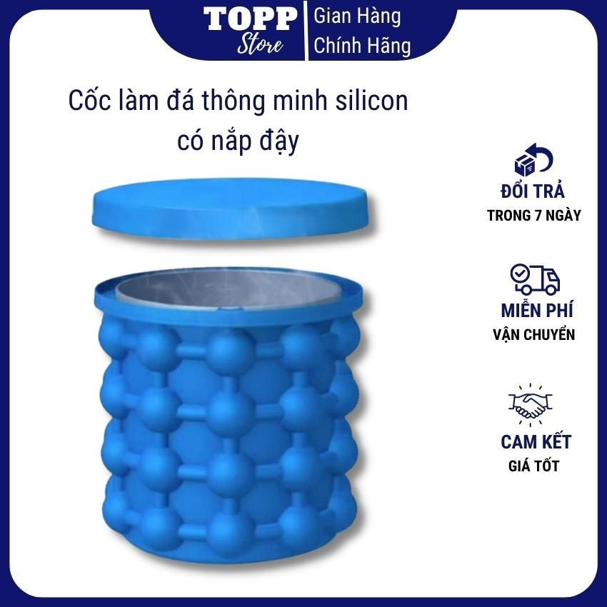 Hộp làm đá hình trụ, cốc làm đá silicon, cốc làm đá thông minh silicon có nắp đậy siêu tiện lợi, hộp làm đá thông minh chất liệu silicone dày dặn, lấy đá dễ dàng
