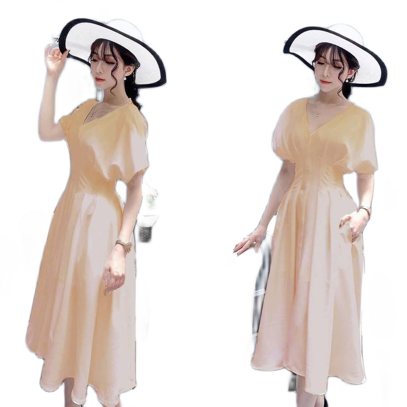 Đầm cổ v xếp ly nana