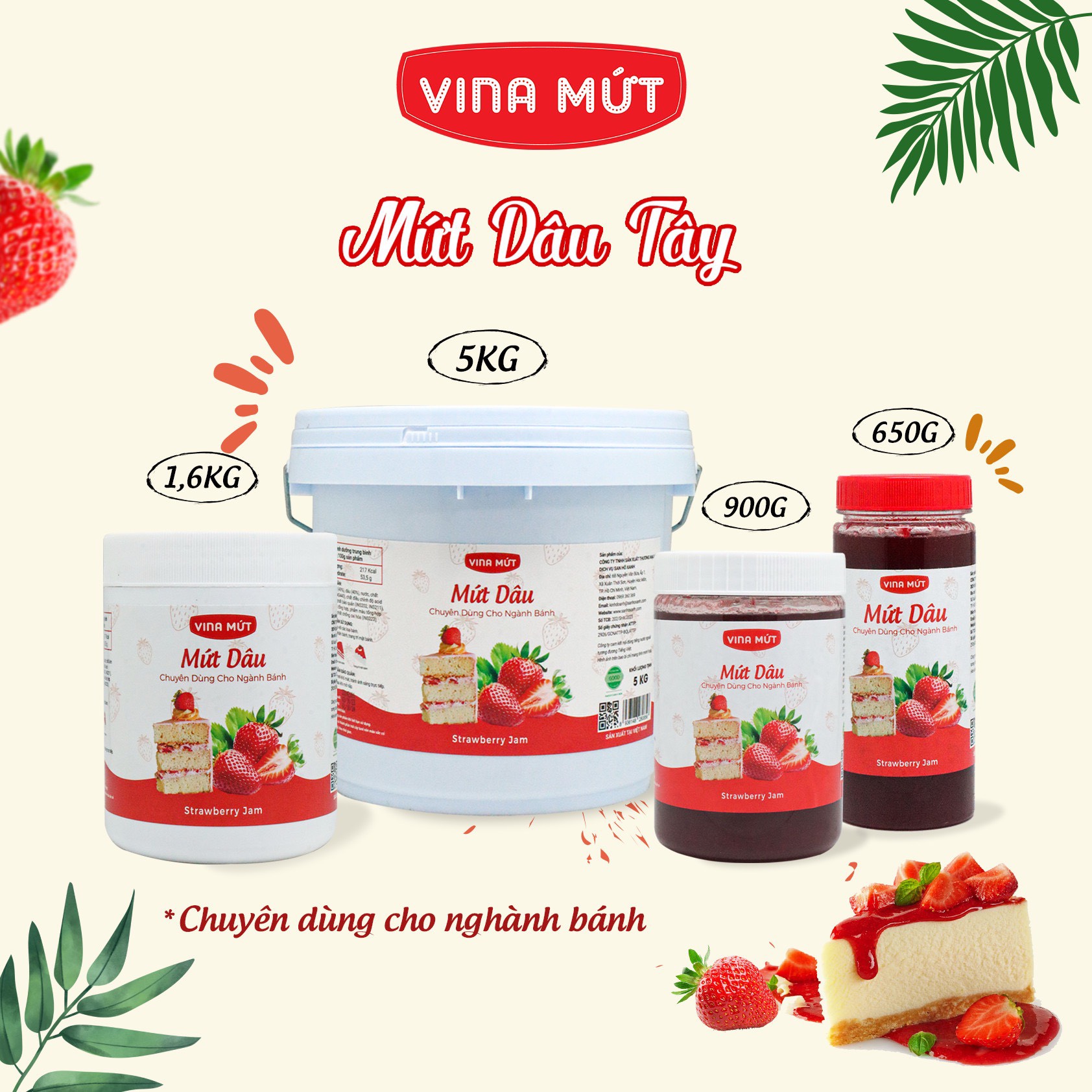 Mứt bánh VINA - Jam Fruit 650g (Chuyên dùng cho ngành bánh)