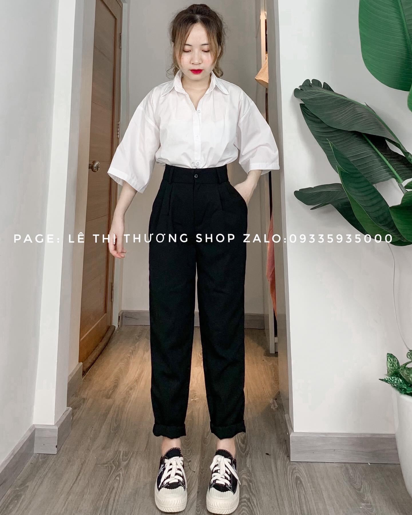 Set Baggy Tây + Sơ mi tay lỡ 1 túi