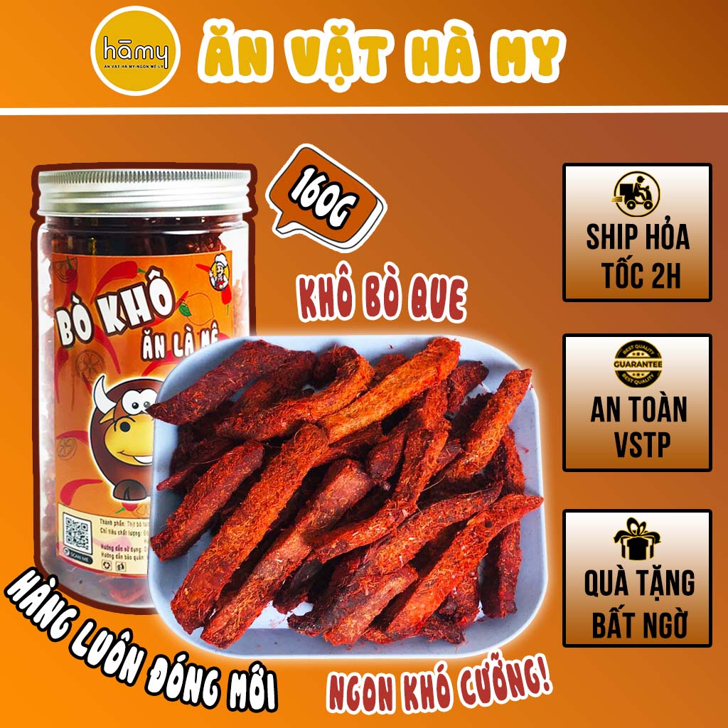 Khô bò que đóng hũ 250g đồ ăn vặt hà my