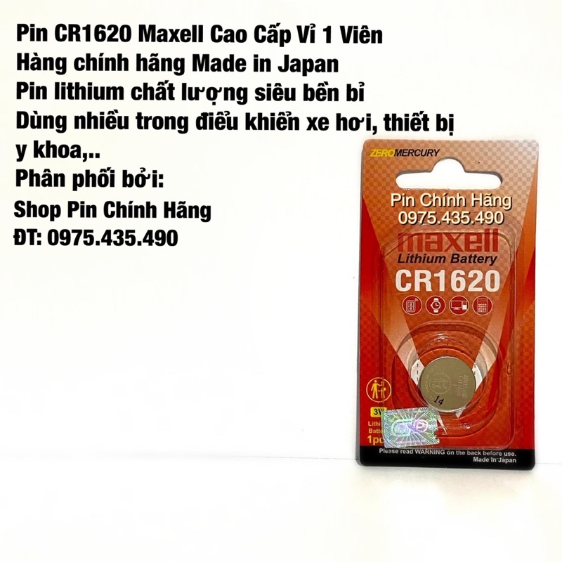 Pin cr1620 maxell cao cấp vỉ 1 viên made in japan