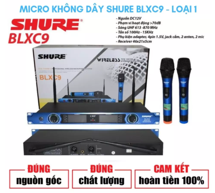 ( MẪU MỚI ) Mua Ngay BỘ 2 MICRO KARAOKE KHÔNG DÂY UHF SHURE BLXC9 -TOP 3 Micro Không Dây BÁN CHẠY NHÂT , Bộ micro karaoke gia đình giá rẻ - Hát Cực Nhạy, Chống Hú Rít , Không gây vỡ tiếng BẢO HÀNH 1 ĐỔI 1