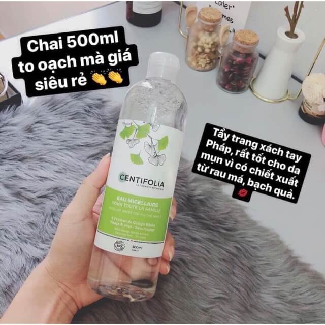 Nước tẩy trang rau má Centifolia Micellaire Water Pháp 500ml