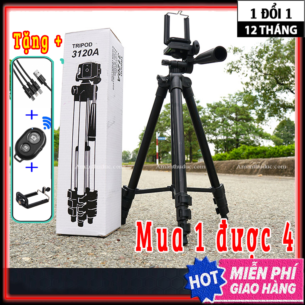[HCM](Mua 1 đc 4) Gậy chụp ảnh 3 chân tripod 3110 3120 3388  tặng remote và cáp sạc chân quay điện thoại kiêm gậy tự sướng quay phim chụp hình chắc chắn- anything store