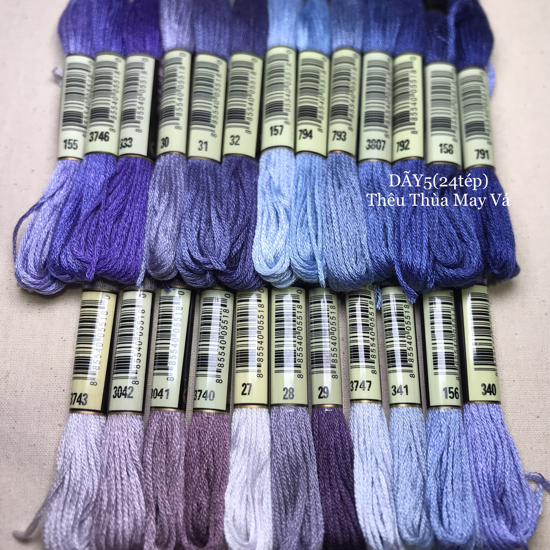 [AIRO TONE XANH BIỂN/ TÍM] chỉ thêu cotton Airo