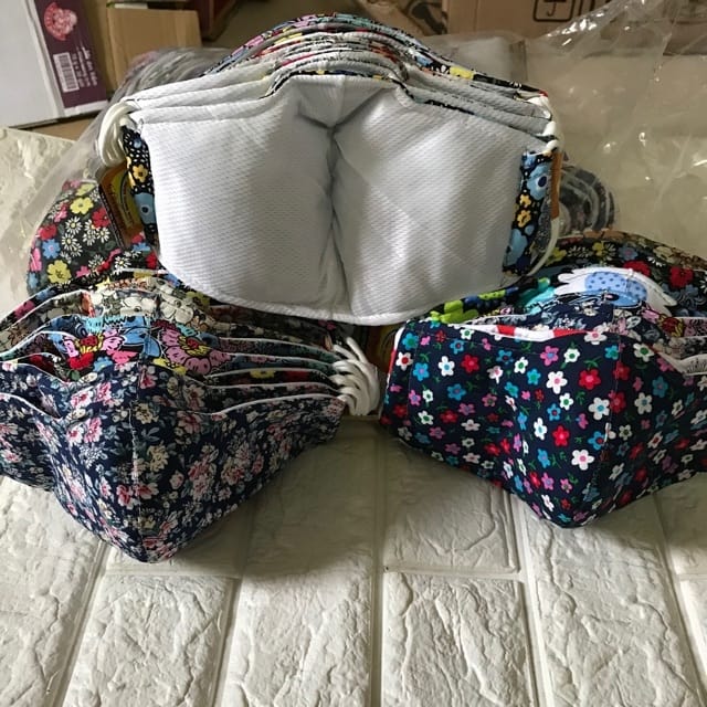 Set 5 khẩu trang vải 3 lớp họa tiết bông