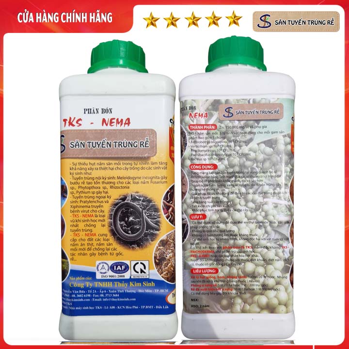 TKS - NEMA Nấm Săn Tuyến Trùng, Bảo Vệ Rễ:  Phòng Trừ Và Tiêu Diệt Tuyến Trùng Gây Vàng Lá, Bứu Rễ - Chai 1 Lít