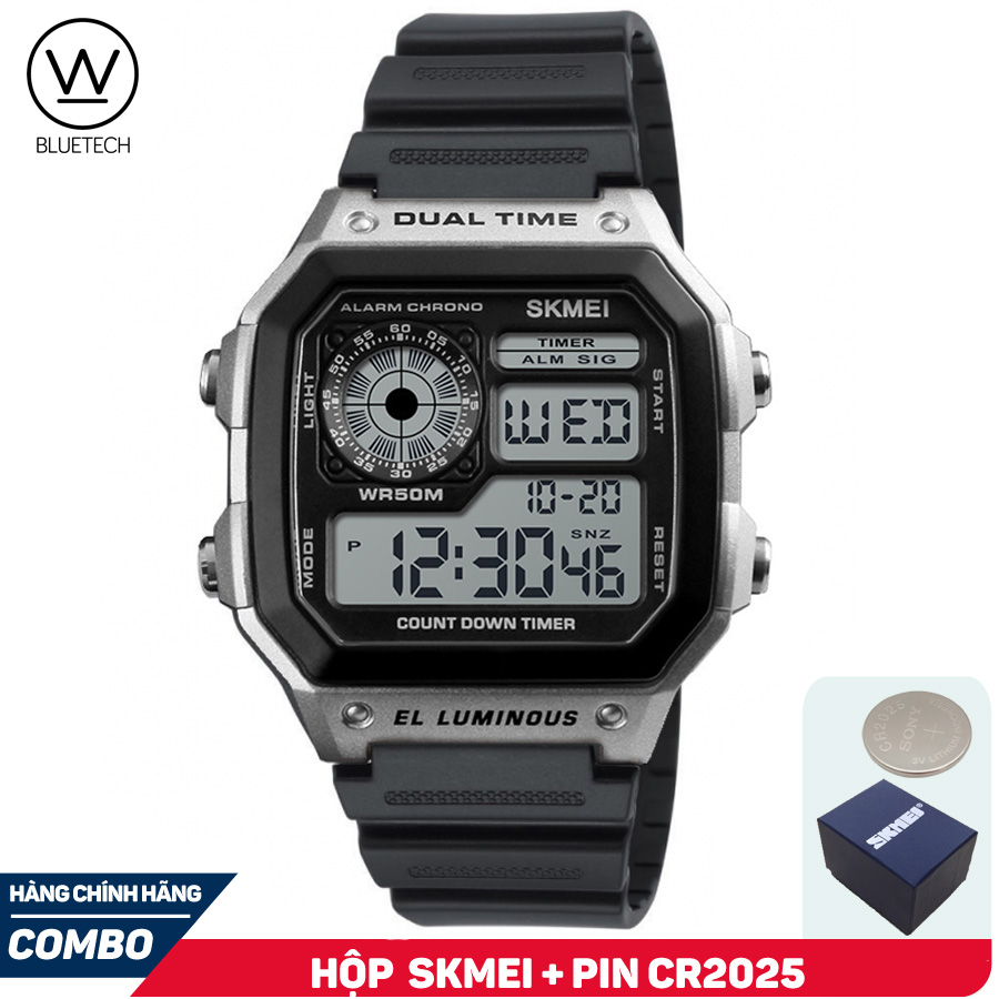 Đồng hồ Nam SKMEI 1335 Dây Nhựa/Silicon điện tử - Chạy 2 múi giờ
