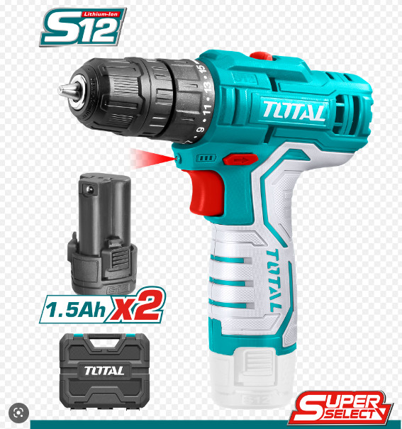 Máy khoan dùng pin 12v total tdli12208 điện áp: 12v. tốc độ không tải: 0-400 / 0-1500rpm mô-men xoắn cực đại: 20nm. khả