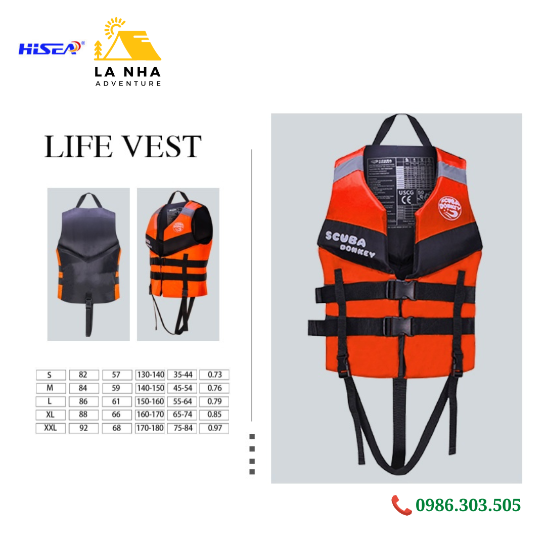 Áo phao bơi Hisea - Scuba Dokey, an toàn, chắc chắn, có dây đai điều chỉnh vừa người, gọn nhẹ, lực nổi lớn, đủ size, kèm video hình thật sản phẩm