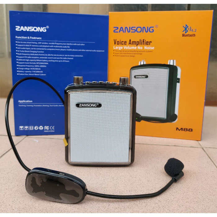[ Mẫu Mới 2024 ] Loa Trợ Giảng Công Suất Lớn, Máy Trợ Giảng Không Dây Giá Rẻ Nhỏ Gọn Loại Tốt Cho Giáo Viên, Dễ Dàng Sử Dụng, Máy Trợ Giảng Zangsong M88 Loại Mic Không Dây, Âm Thanh Chuẩn, Độ Nhạy Cao, Pin Cực Trâu