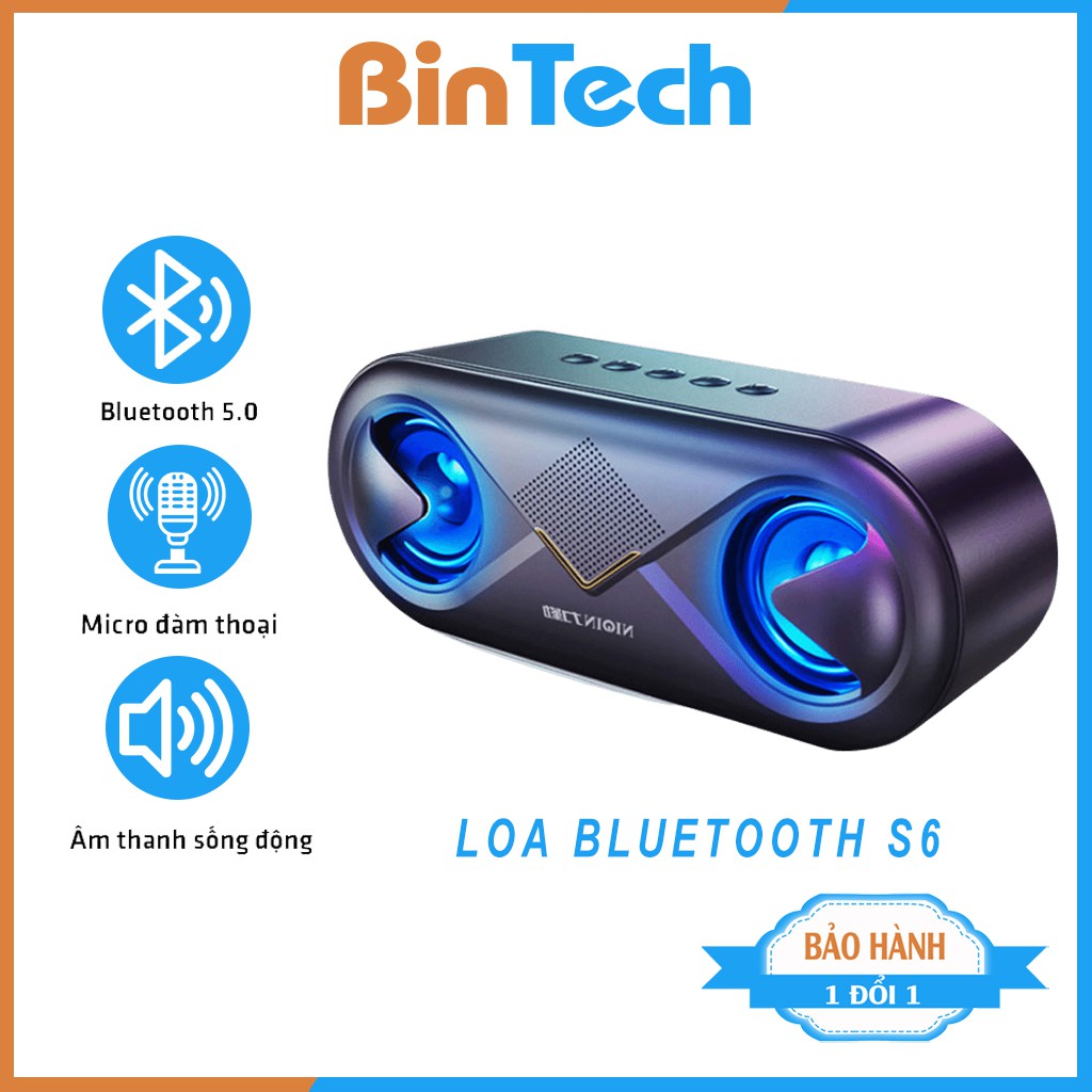 Loa bluetooth không dây s6 super bass 4d cao cấp phiên bản nâng cấp niqin s6 wireless bluetooth 5.0 speaker