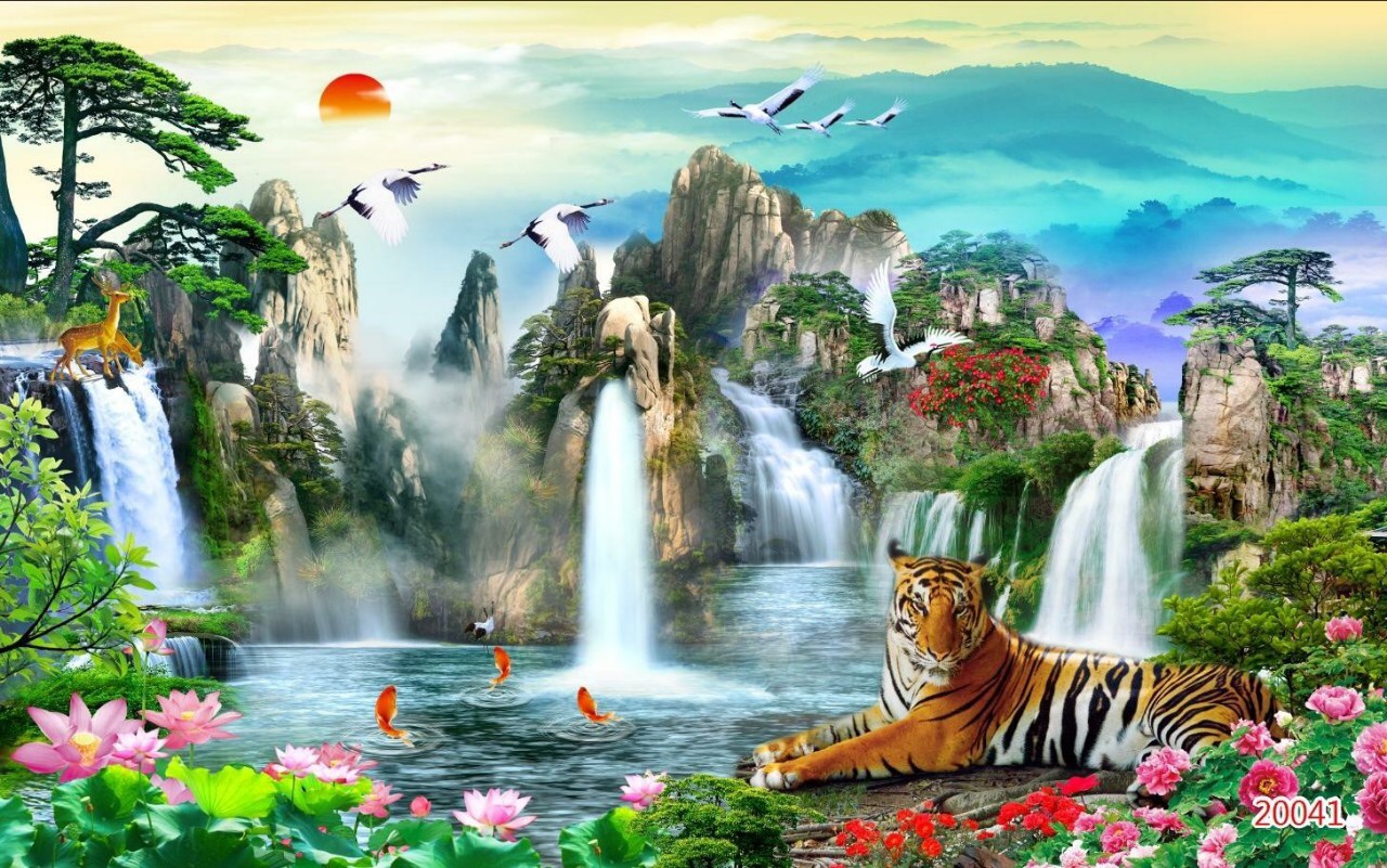 Tranh Hổ 3D dán tường