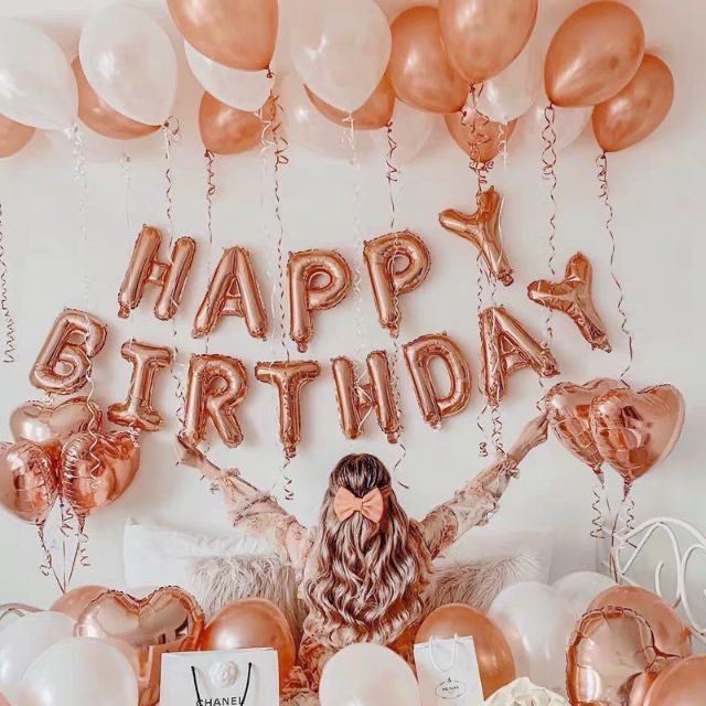 Set trang trí sinh nhật màu Rose Gold-tone màu xu hướng nhất