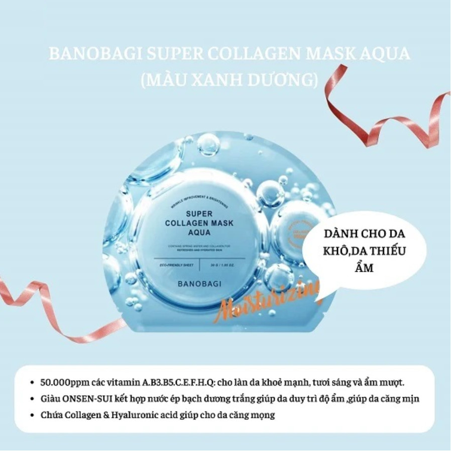 Mặt Nạ BANOBAGI Super Collagen Mask AQUA Chính Hãng Cung Cấp Độ Ẩm Và Nuôi  Dưỡng Da Săn Chắc, Căng Mịn (30g) | Lazada.vn