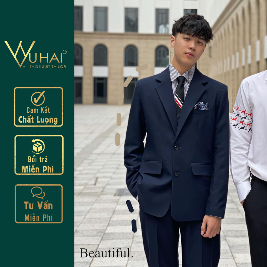 Bộ vest nam xanh than dáng 1 cúc Hàn Quốc lịch lãm-Shop Suit