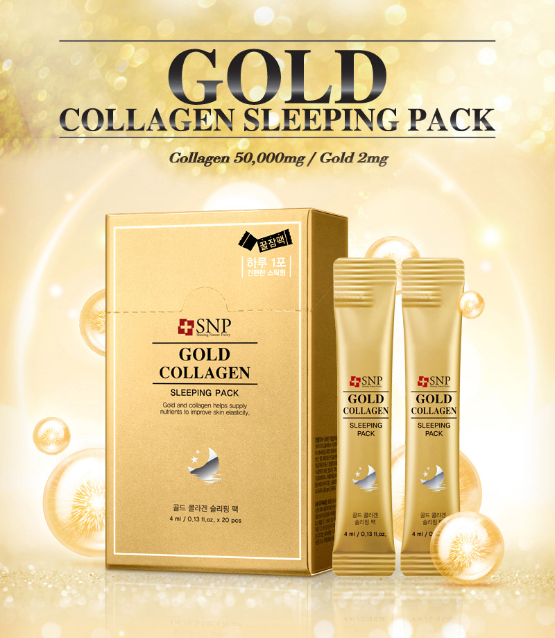Mặt nạ ngủ dưỡng trắng gold collagen - gold collagen sleeping pack snp