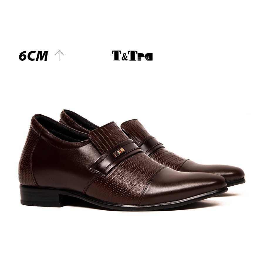 Giày tăng chiều cao nam t&tra s1083 nâu tối sọc