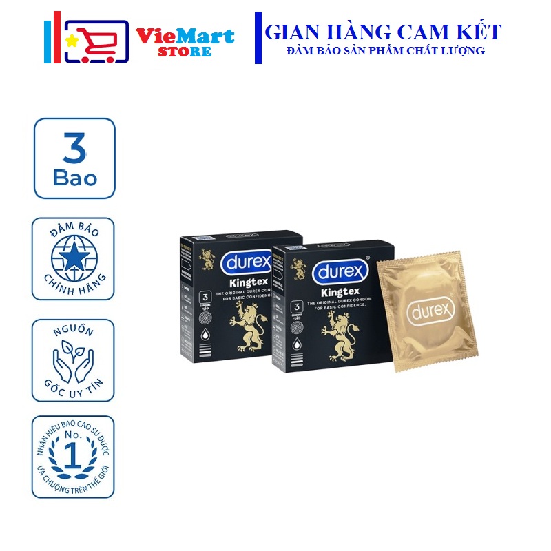 Bộ 2 hộp Bao cao su Durex Kingtex 3 bao / hộp
