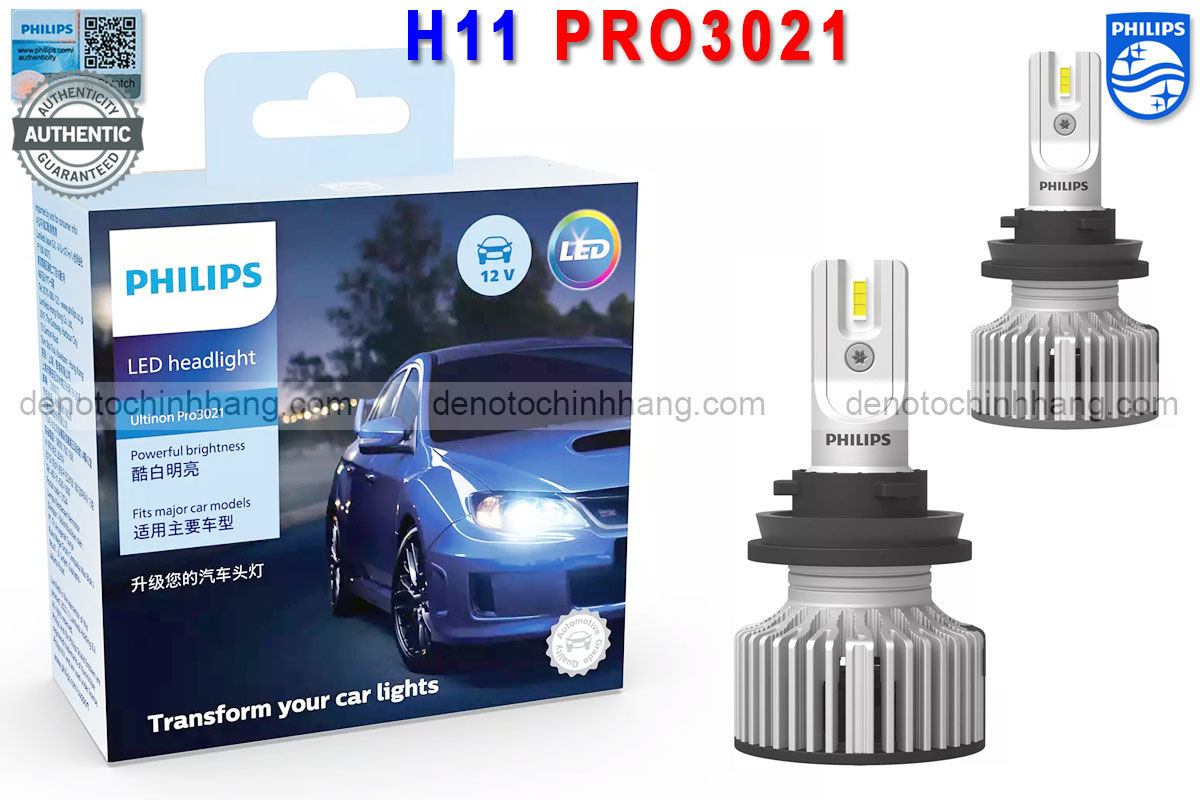 Đèn led oto h11 philips ultinon pro3021 bh 1 năm
