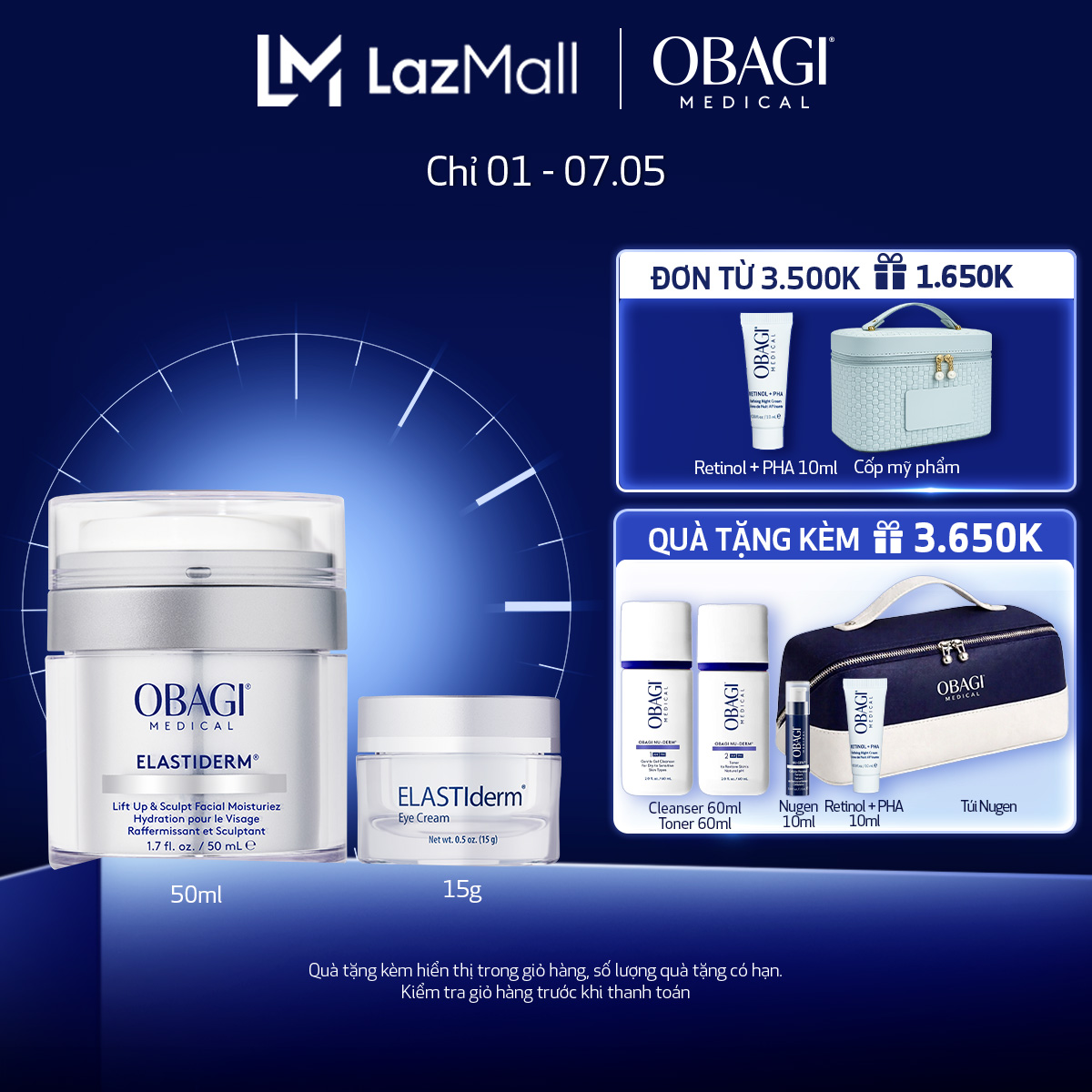 Bộ đôi Kem Dưỡng Làm Săn Chắc Làm Mờ Nếp Nhăn ELASTIDERM® 50ml và Kem dưỡng da vùng mắt ELASTIDERM® Eye Cream 15g