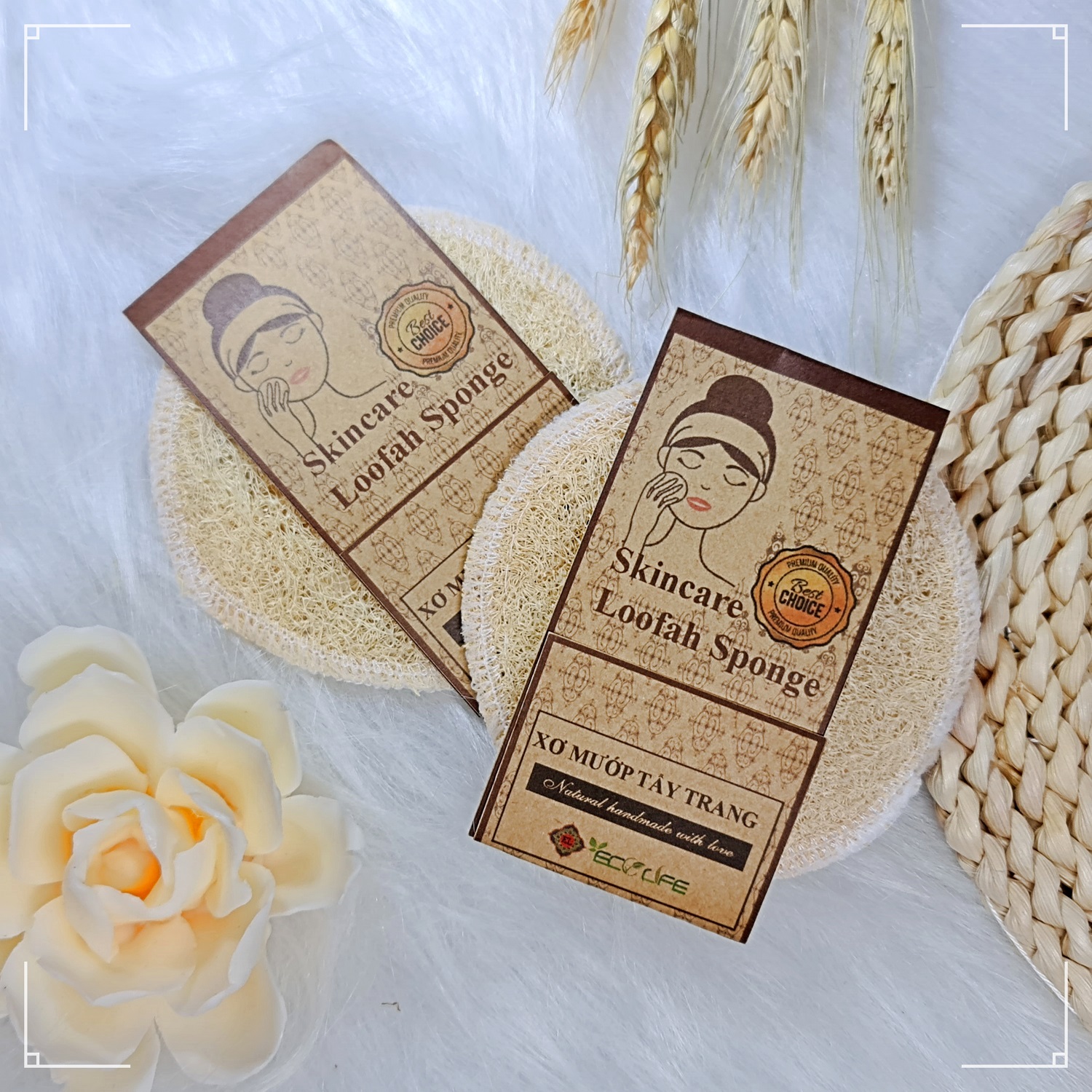 Xơ mướp tẩy trang, rửa mặt, massage Ecolife