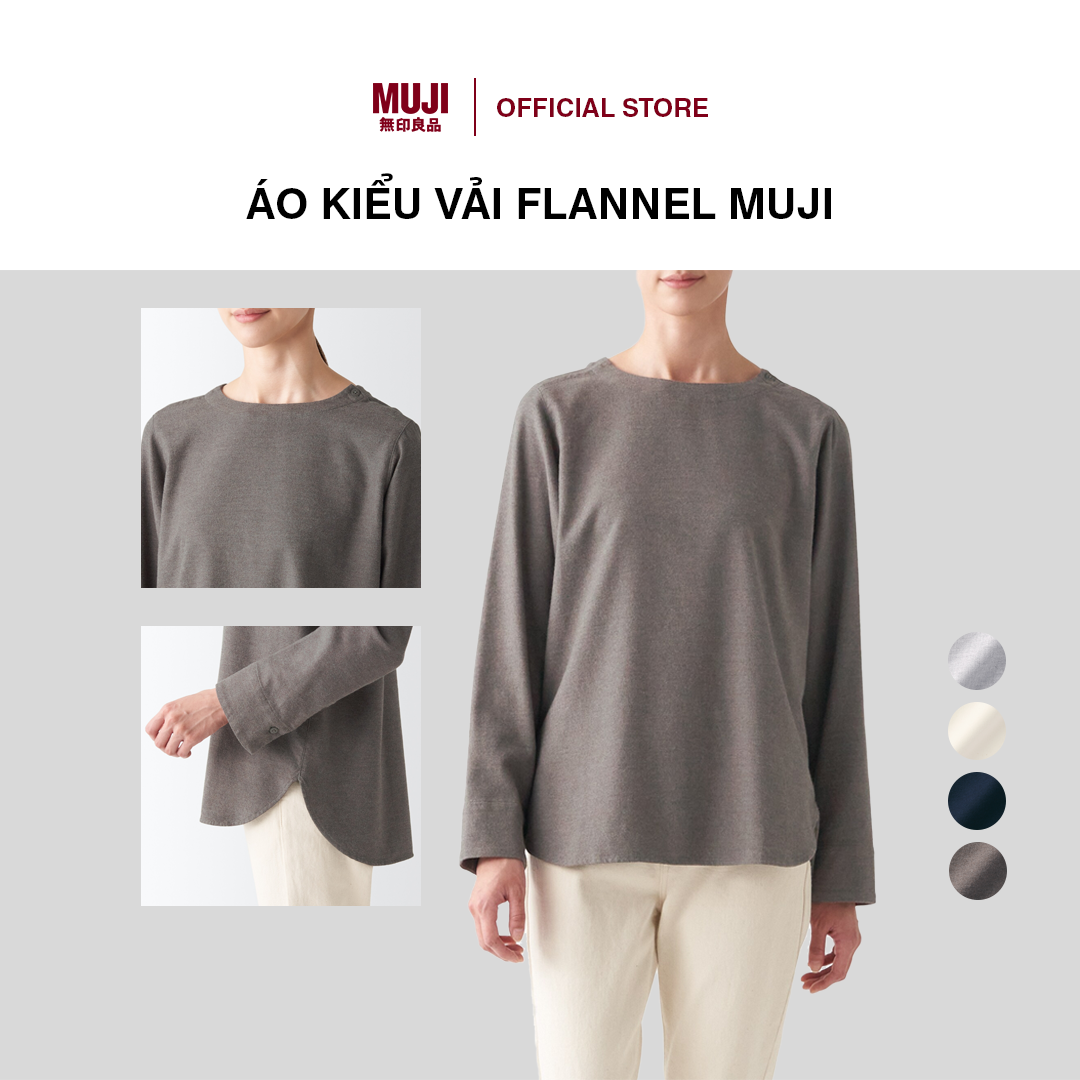 Áo kiểu vải flannel muji