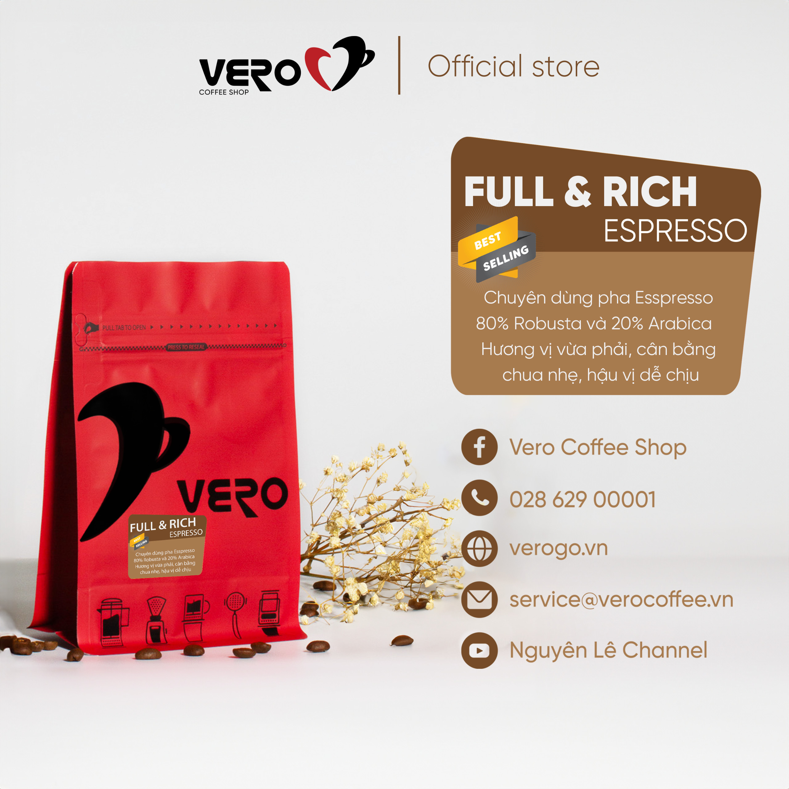 Cà phê vero full & rich espresso 250g
