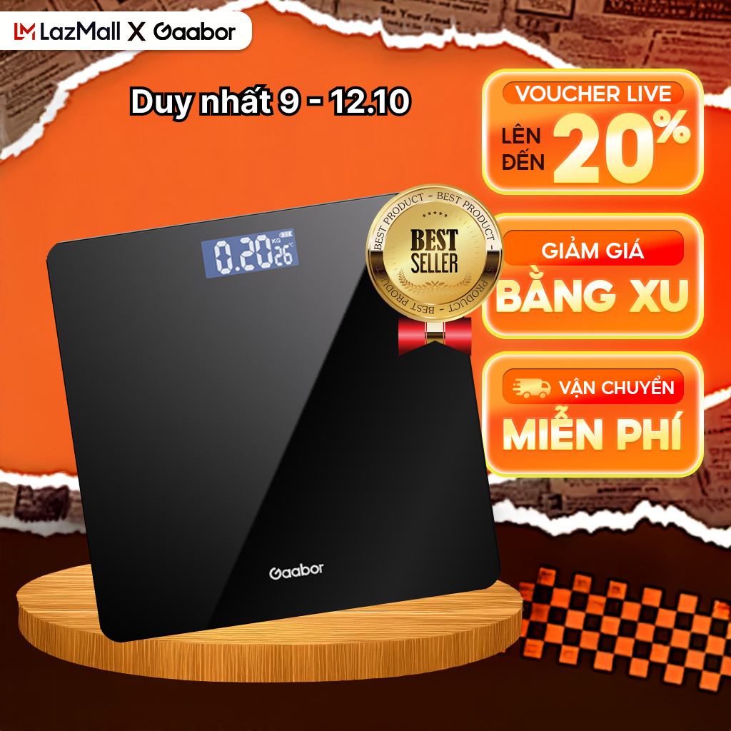 FLASH SALE Cân sức khỏe điện tử Gaabor GWS-M01A thông minh màn hình LED sạc USB  - Kèm thước dây - Hàng chính hãng - Bảo hành 1 đổi 1