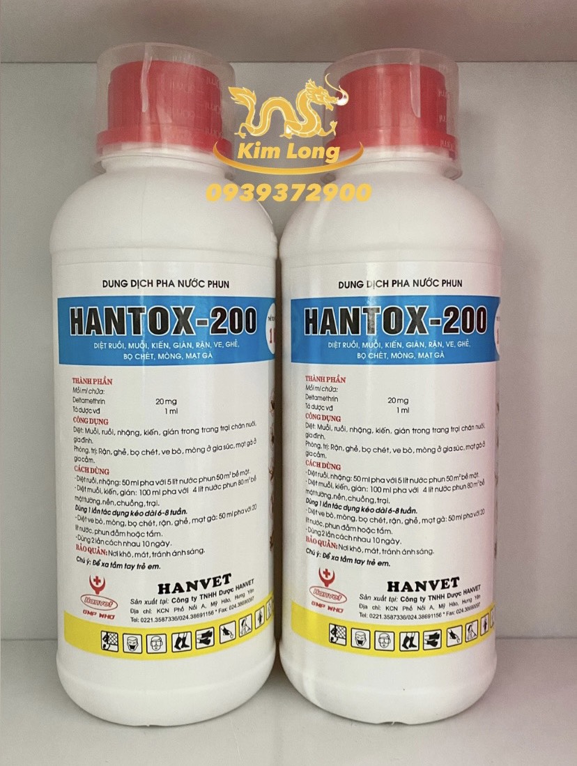 Hantox 200 chai 1 lít - diệt ruồi, muỗi, kiến, gián, ve, mạt gà,..